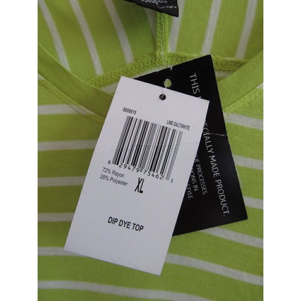 NWT Grace Elements Green & White Stripe Dip Dye Top XL‎ - Picture 5 of 6